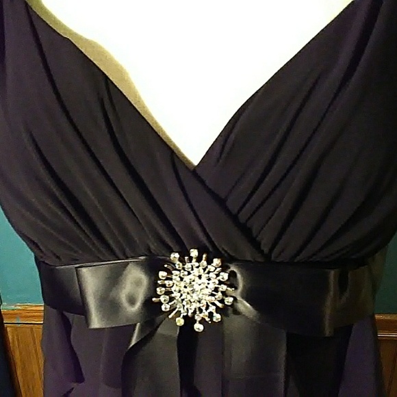 Vintage Black Rhinestone Evening Gown Prom Dress - Picture 6 of 8